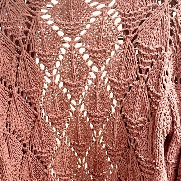 Umgee Mauve Pink Chunky Chenille Diamond Knit Open Front Cardigan Sz M - Picture 4 of 8